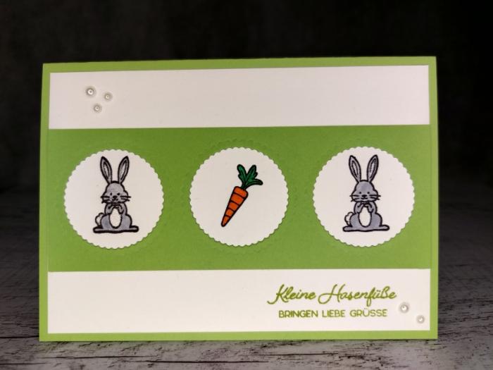 Grußkarte Ostern kleine Hasenfüße handgemacht